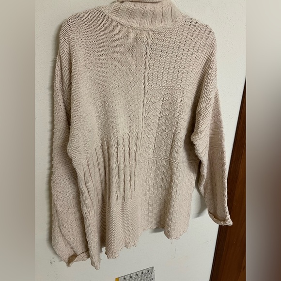 Arizona Jean Company Cream Patchwork Knit Turtleneck Sweater - Picture 6 of 6